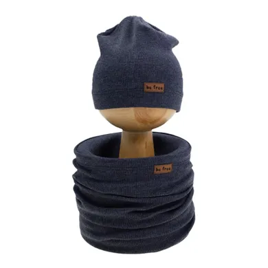 Komplet chłopięcy, Czapka, Komin, granatowy, Nicol