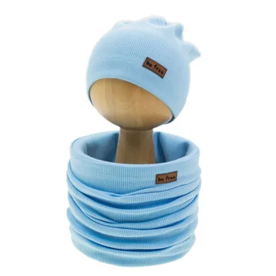 Komplet chłopięcy, Czapka, Komin, niebieski, Nicol