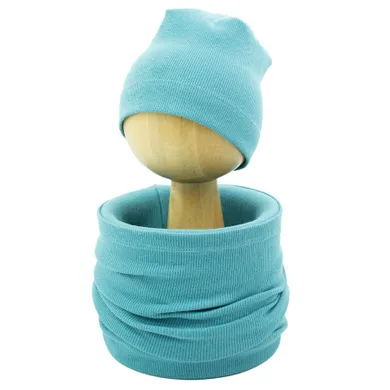 Komplet chłopięcy, Czapka, Komin, niebieski, Nicol