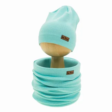 Komplet chłopięcy, Czapka, Komin, turkusowy, Nicol