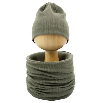 Komplet chłopięcy, Czapka, Komin, zielony, Nicol