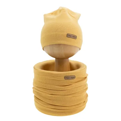 Komplet chłopięcy, Czapka, Komin, żółty, Nicol