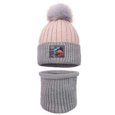 Komplet chłopięcy, Czapka z pomponem, Komin, mix, Ambra