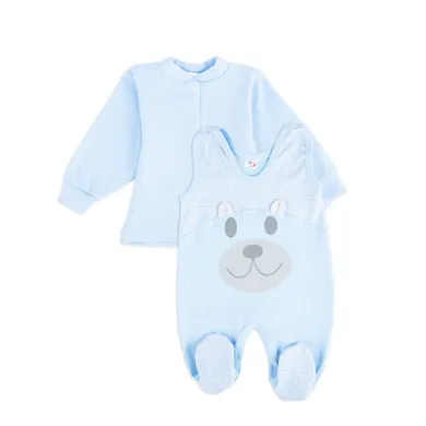 Komplet chłopięcy, Kaftanik, Śpiochy, niebieski, Tup Tup