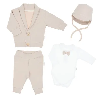 Komplet chłopięcy, Marynarka, Body z długim rękawem, Czapka, Spodnie dresowe, mix, Nicol