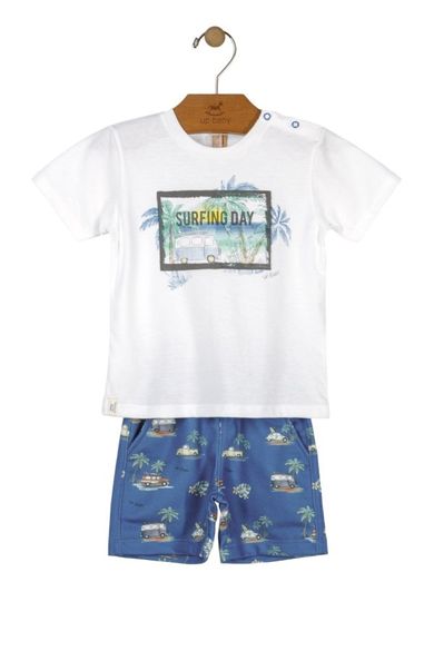 Komplet chłopięcy, T-shirt, Szorty, biało-niebieski, Up Baby