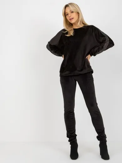 Komplet damski, Bluza, Spodnie, czarny, Relevance