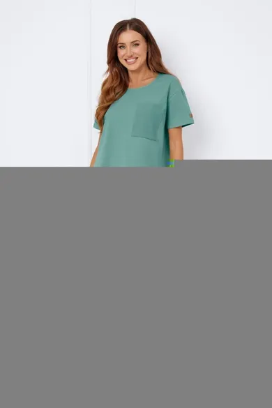 Komplet damski, T-shirt, Szorty, zielony, Italian Fashion