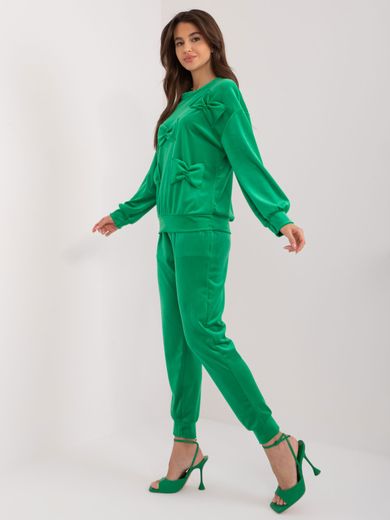 Komplet damski, welurowy, zielony, Italy Moda