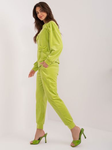 Komplet damski, welurowy, zielony, Italy Moda