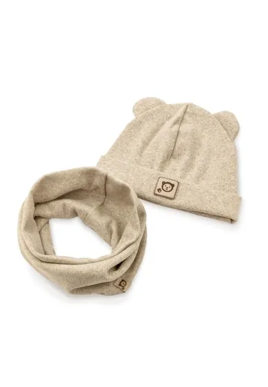 Komplet dziecięcy, Czapka, Komin, beżowy, Iltom