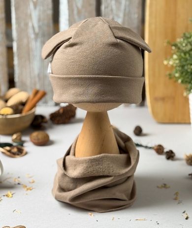 Komplet dziecięcy, Czapka, Komin, beżowy, Iltom