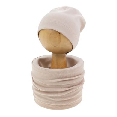 Komplet dziecięcy, Czapka, Komin, beżowy, Nicol
