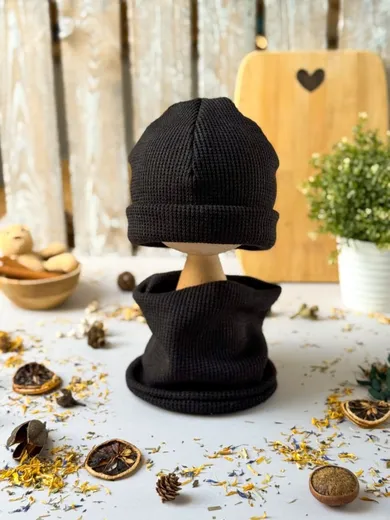 Komplet dziecięcy, Czapka, Komin, czarny, Iltom