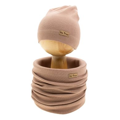 Komplet dziecięcy, Czapka, Komin, jasnobrązowy, Nicol