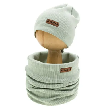 Komplet dziecięcy, Czapka, Komin, khaki, Nicol