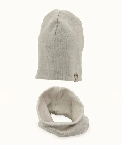 Komplet dziecięcy, Czapka, Komin, prążkowany, beżowy, Iltom