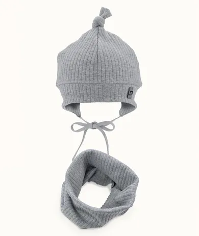 Komplet dziecięcy, Czapka, Komin, szary, Iltom