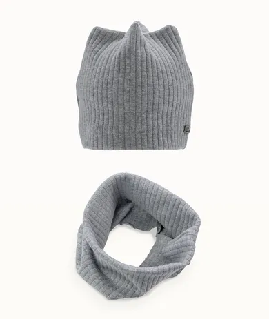 Komplet dziecięcy, Czapka, Komin, szary, Iltom