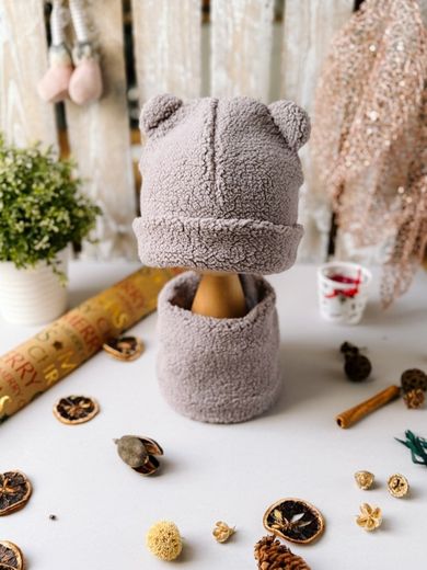 Komplet dziecięcy, Czapka, Komin, szary, Iltom