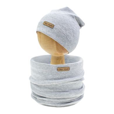 Komplet dziecięcy, Czapka, Komin, szary melanż, Nicol