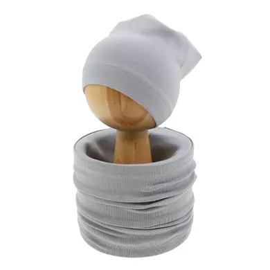 Komplet dziecięcy, Czapka, Komin, szary, Nicol