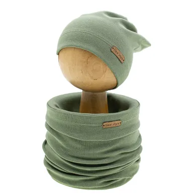 Komplet dziecięcy, Czapka, Komin, zielony, Nicol