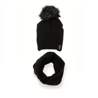 Komplet dziecięcy, Czapka z pomponem, Komin, czarny, Iltom
