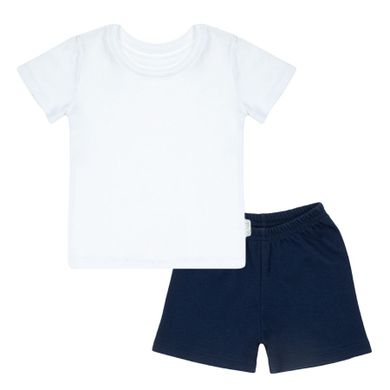 Komplet dziecięcy, T-shirt, Szorty, biało-granatowy, Nicol