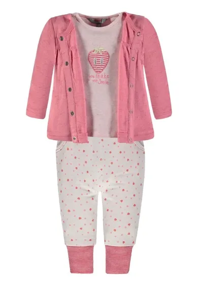 Komplet dziewczęcy, Bluza rozpinana, Bluzka z długim rękawem, Spodnie dresowe, różowy, Kanz