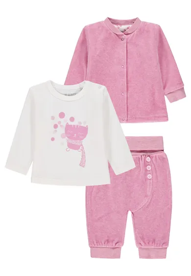 Komplet dziewczęcy, Bluza, Spodnie dresowe, Bluzka z długim rękawem, różowy, Kanz