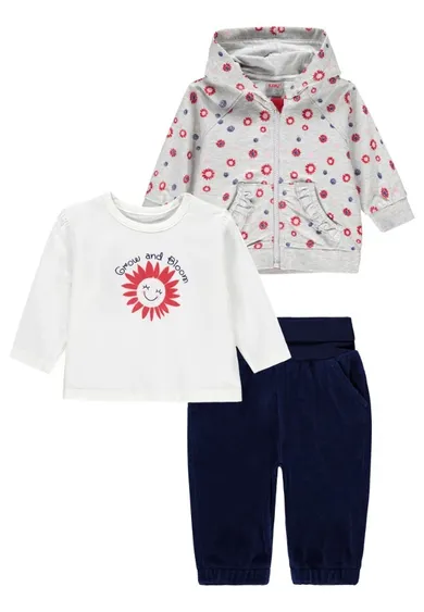 Komplet dziewczęcy, Bluza z kapturem, Bluzka z długim rękawem, Spodnie, mix, Kanz