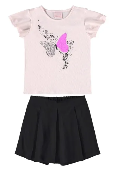 Komplet dziewczęcy, Bluzka z krótkim rękawem, Spódnico-spodenki, mix, Quimby