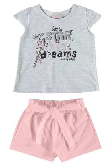 Komplet dziewczęcy, Bluzka z krótkim rękawem, Szorty, mix, Quimby