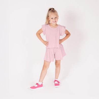 Komplet dziewczęcy, Bluzka z krótkim rękawem, Szorty, różowy, Nicol
