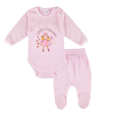 Komplet dziewczęcy, Body z długim rękawem, Półśpiochy, różowy, Tup Tup