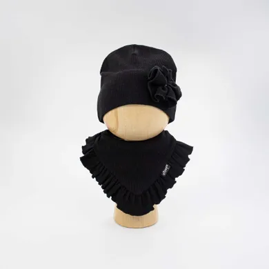 Komplet dziewczęcy, Czapka, Apaszka, czarny, Nicol