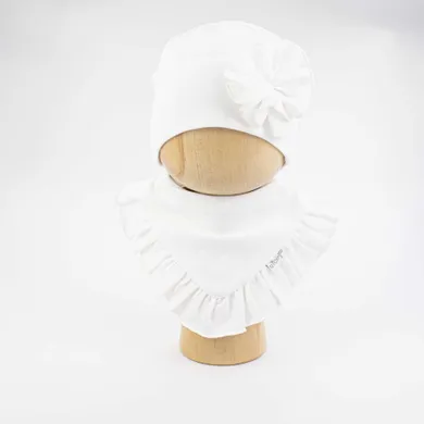 Komplet dziewczęcy, Czapka, Apaszka, ecru, Nicol