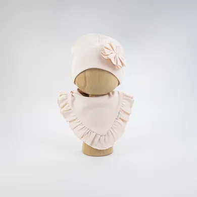 Komplet dziewczęcy, Czapka, Apaszka, jasnoróżowy, Nicol