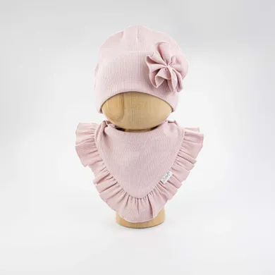 Komplet dziewczęcy, Czapka, Apaszka, jasnoróżowy, Nicol