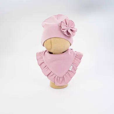 Komplet dziewczęcy, Czapka, Apaszka, różowy, Nicol