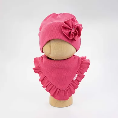 Komplet dziewczęcy, Czapka, Apaszka, różowy, Nicol