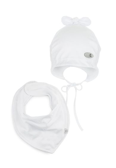 Komplet dziewczęcy, Czapka, Chustka, biały, Iltom
