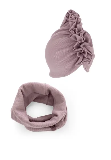 Komplet dziewczęcy, Czapka, Komin, fioletowy, Iltom