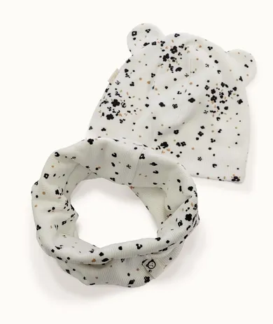 Komplet dziewczęcy, Czapka, Komin, prążkowany, ecru, Iltom