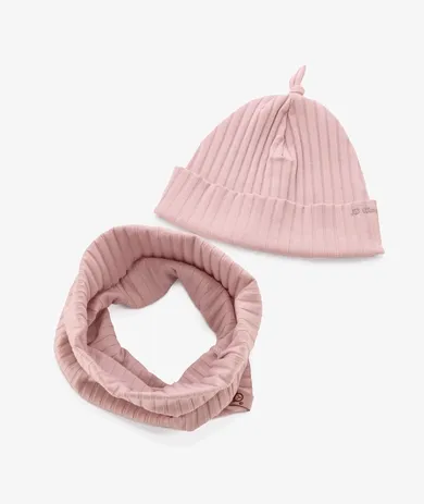 Komplet dziewczęcy, Czapka, Komin, różowy, Iltom