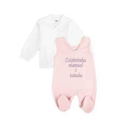 Komplet dziewczęcy, Kaftanik, Śpiochy, biało-różowy, Tup Tup