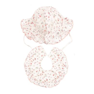 Komplet dziewczęcy, Kapelusz, Śliniak, biały, Ambra