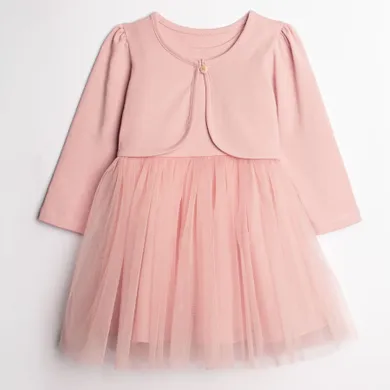 Komplet dziewczęcy, Sukienka, Bolerko, różowy, Nicol