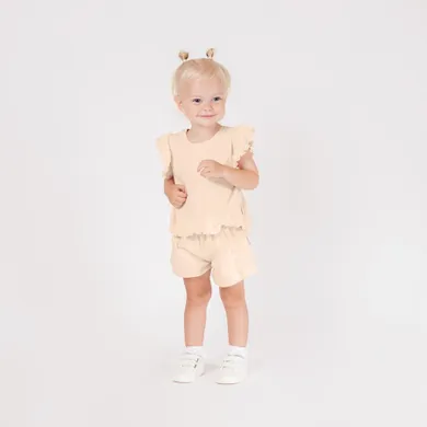 Komplet dziewczęcy, T-shirt, Szorty, beżowy, Nicol
